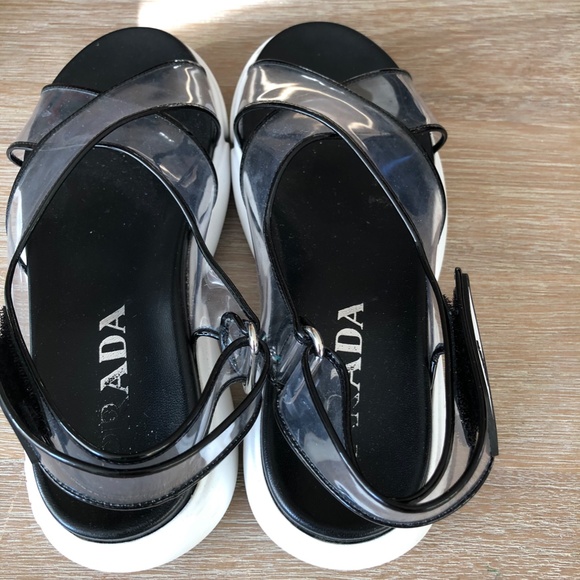 PRADA rubber-trimmed leather sandals - worn twice - Picture 3 of 4